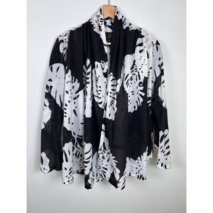 Vivienne Westwood Anglomania 44/Large Leaf Print Open Front Cardigan Black White